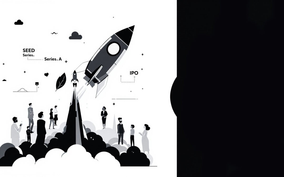 Fusée spatiale décollant avec foule en contrebas — DB France Invest, levée de fonds