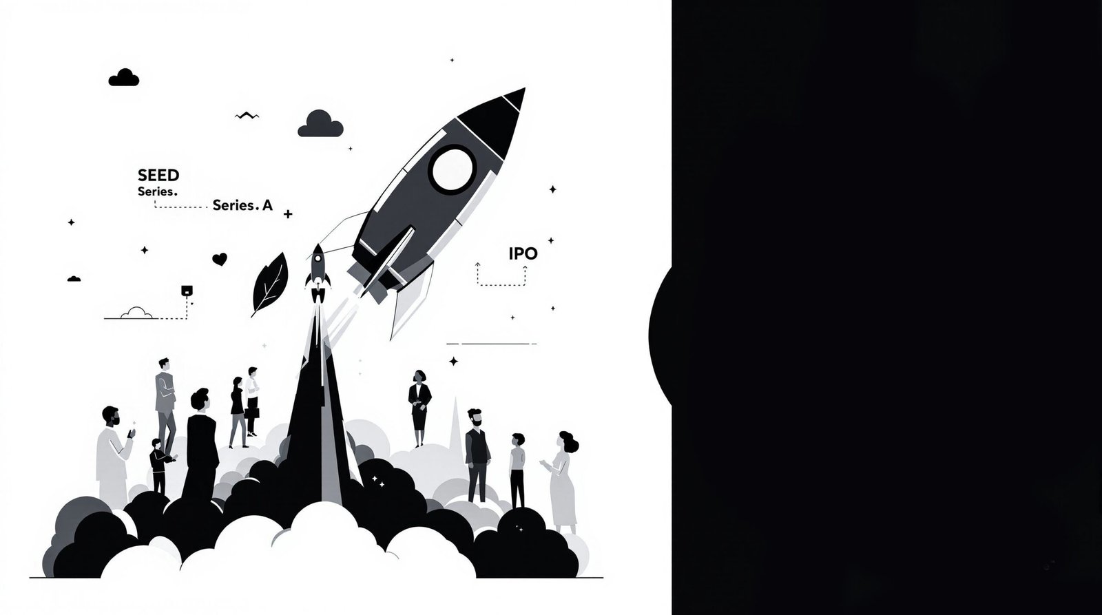 Fusée spatiale décollant avec foule en contrebas — DB France Invest, levée de fonds