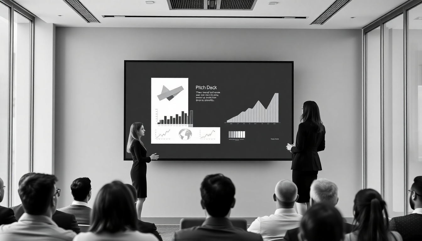 Présentation de données financières sur grand écran — DB France Invest, levée de fonds