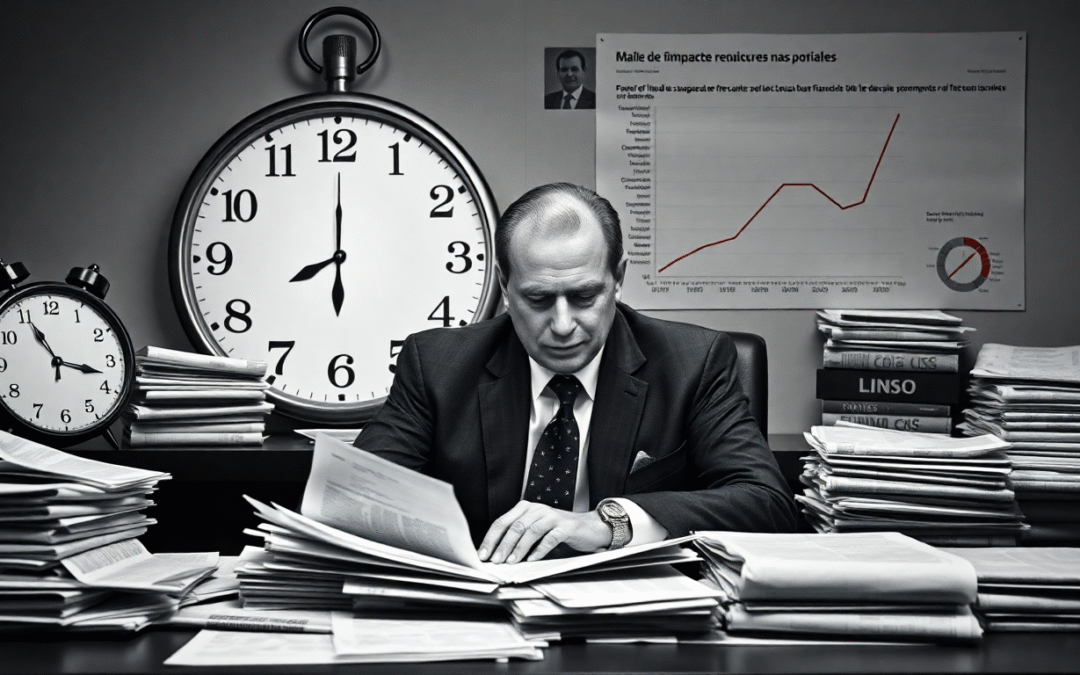 Homme d'affaires concentré dans un bureau encombré — DB France Invest, gestion du temps