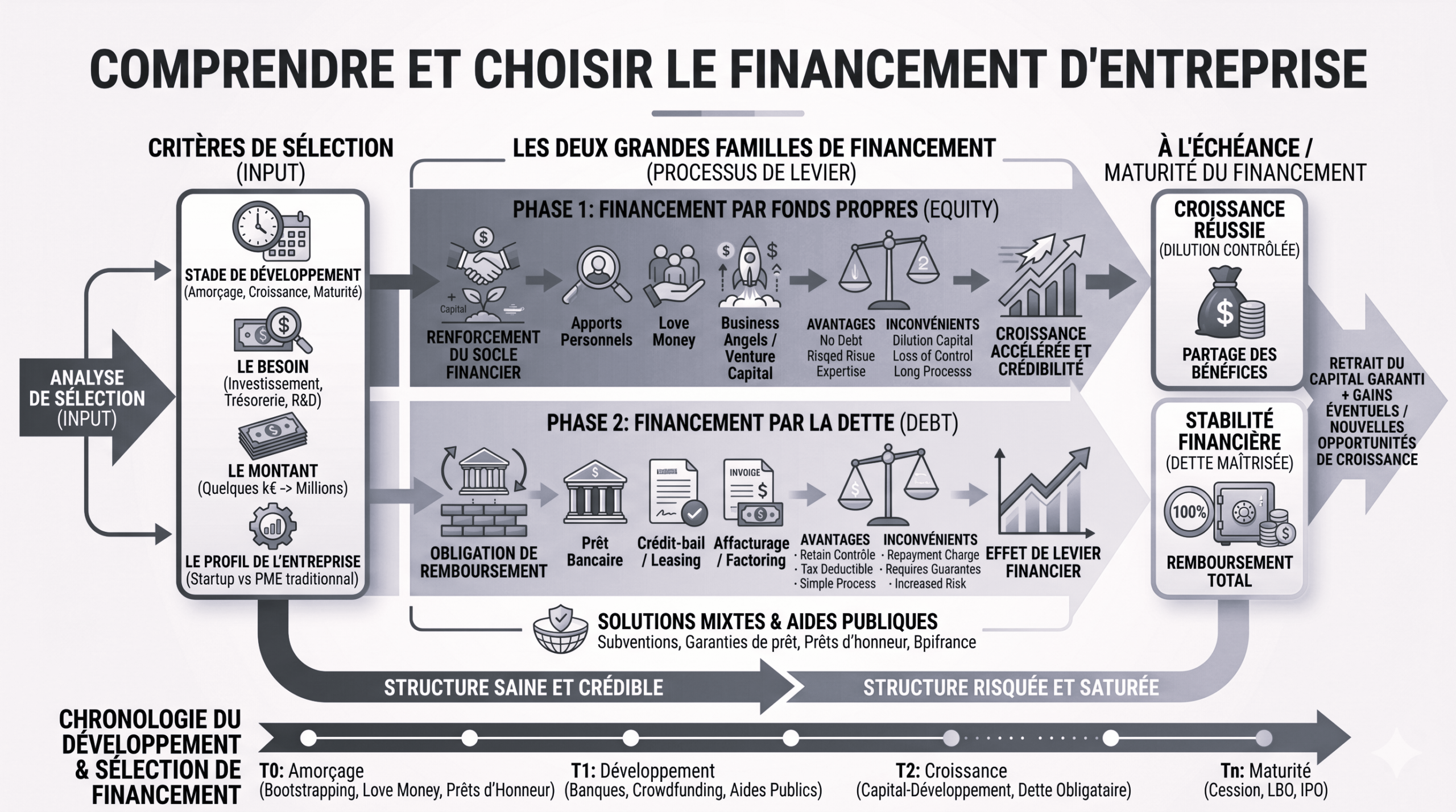 Financement entreprise PME : les 6 familles pour lever 1 à 15 M€
