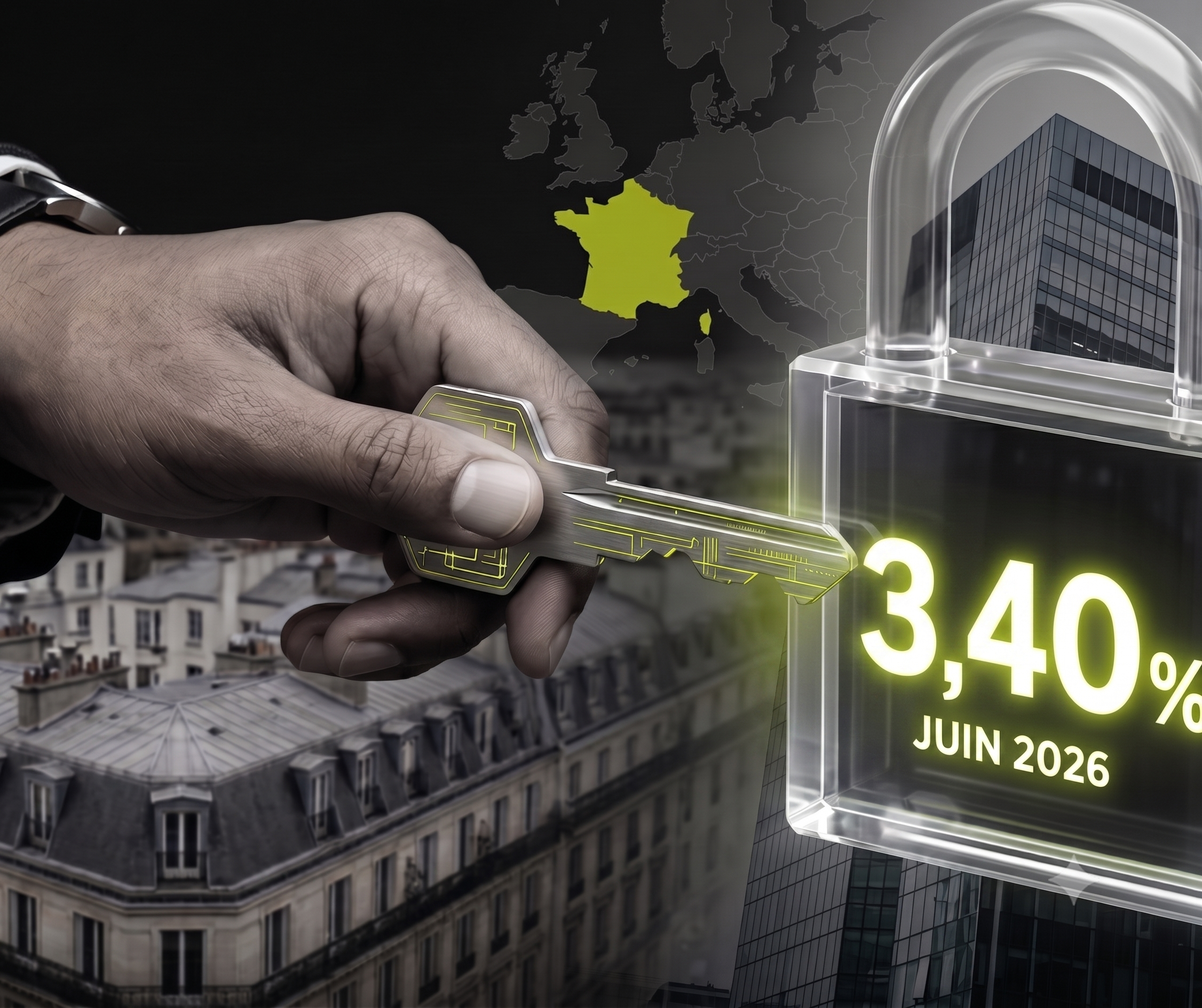 Taux de crédit immobilier du mois de juin 2026 moyenne France sur 20 ans au taux de 3,40 %