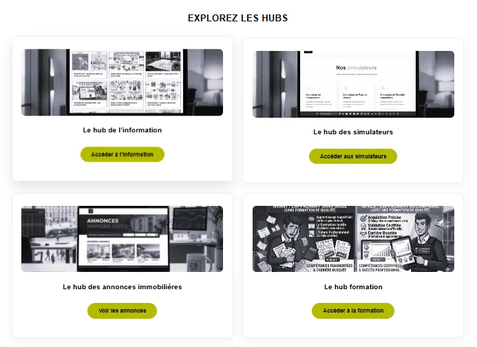 Les hubs DB France Invest : information, simulateurs, annonces immobilières et formation