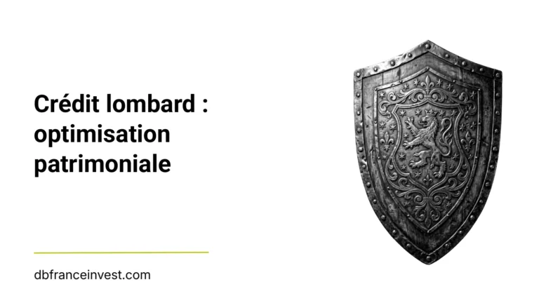 Bouclier orné d'un lion en noir et blanc, illustrant crédit lombard : optimisation patrimoniale