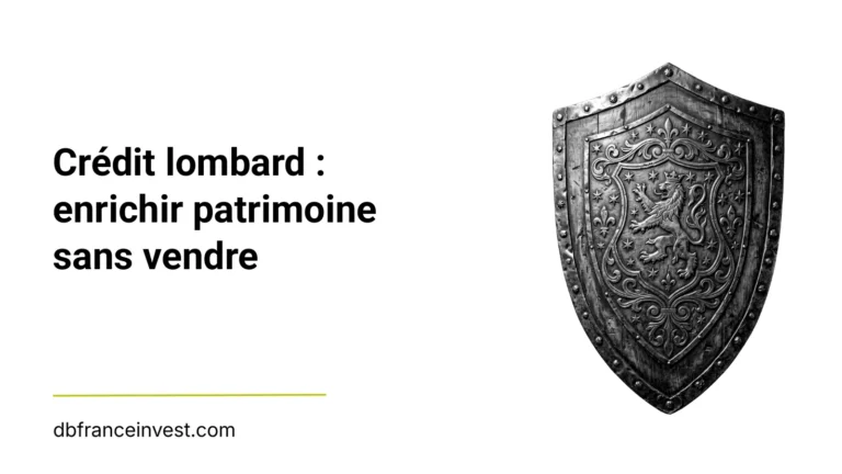 Bouclier orné d'un lion en noir et blanc, illustrant crédit lombard : enrichir patrimoine sans vendre
