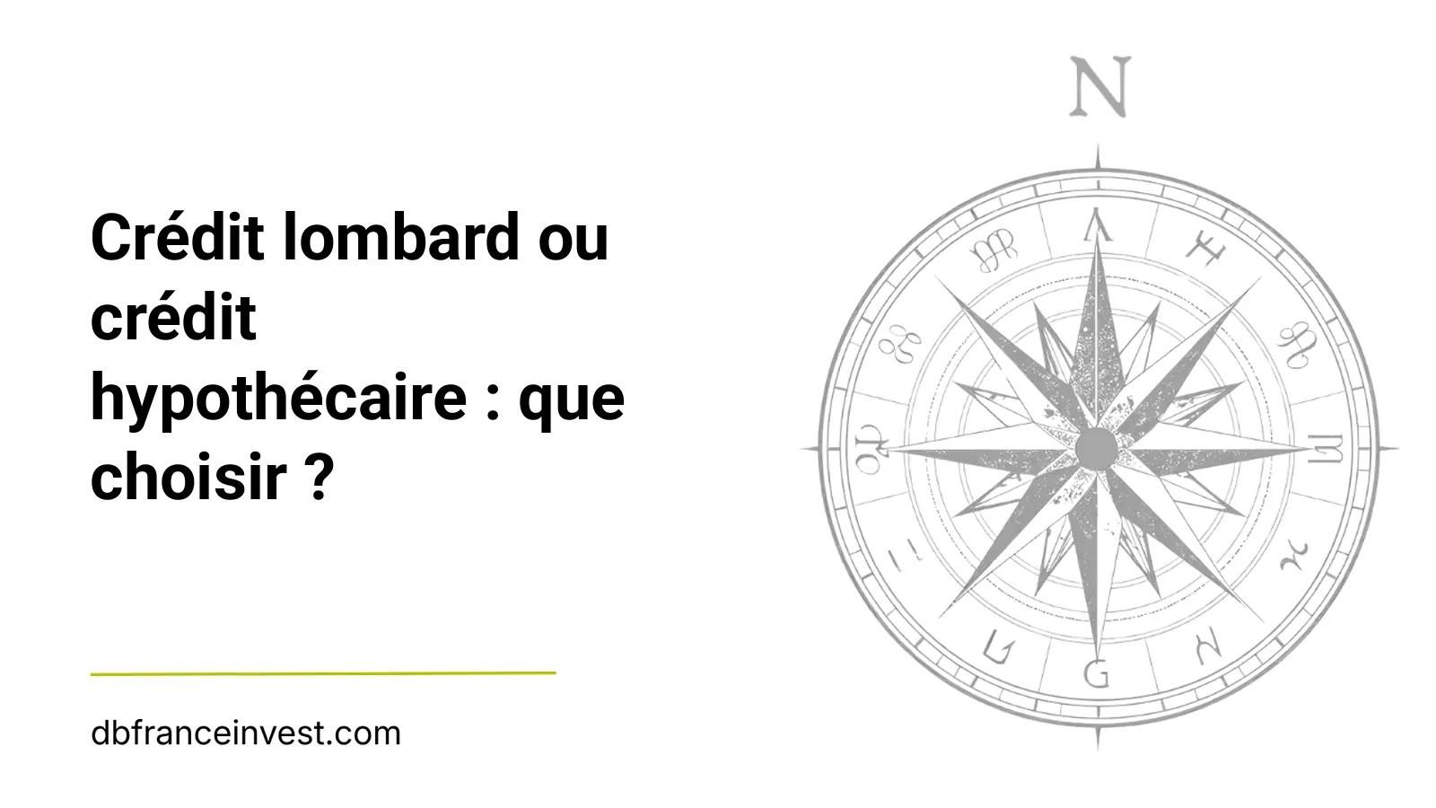 Rose des vents stylisée en noir et blanc, illustrant le choix entre crédit lombard et crédit hypothécaire