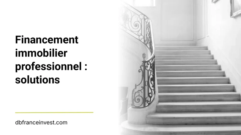 Escalier d'un hôtel particulier en noir et blanc, illustrant financement immobilier professionnel : solutions