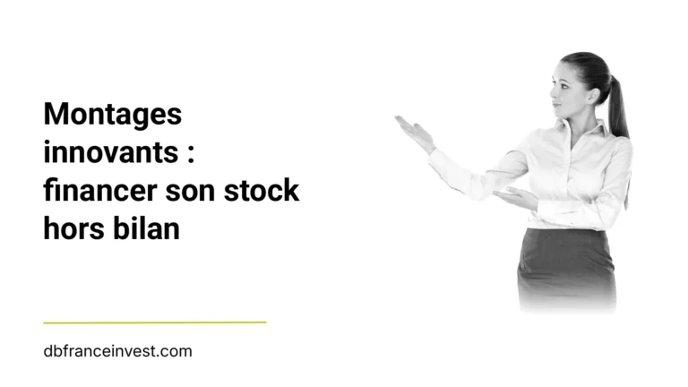 Conseillère financière présentant une solution en noir et blanc, illustrant montages innovants : financer son stock hors bilan