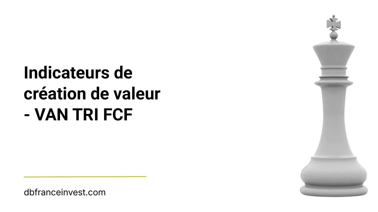 Roi d'échecs isolé en noir et blanc, illustrant indicateurs de création de valeur - VAN TRI FCF