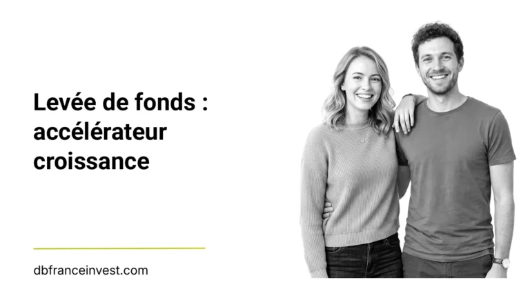 Jeune couple debout en noir et blanc, illustrant levée de fonds : accélérateur croissance