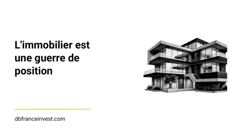 Immeuble contemporain en noir et blanc, illustrant L'immobilier est une guerre de position