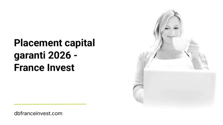 Femme travaillant sur son ordinateur, une tasse à la main en noir et blanc, illustrant placement capital garanti 2026 - France Invest