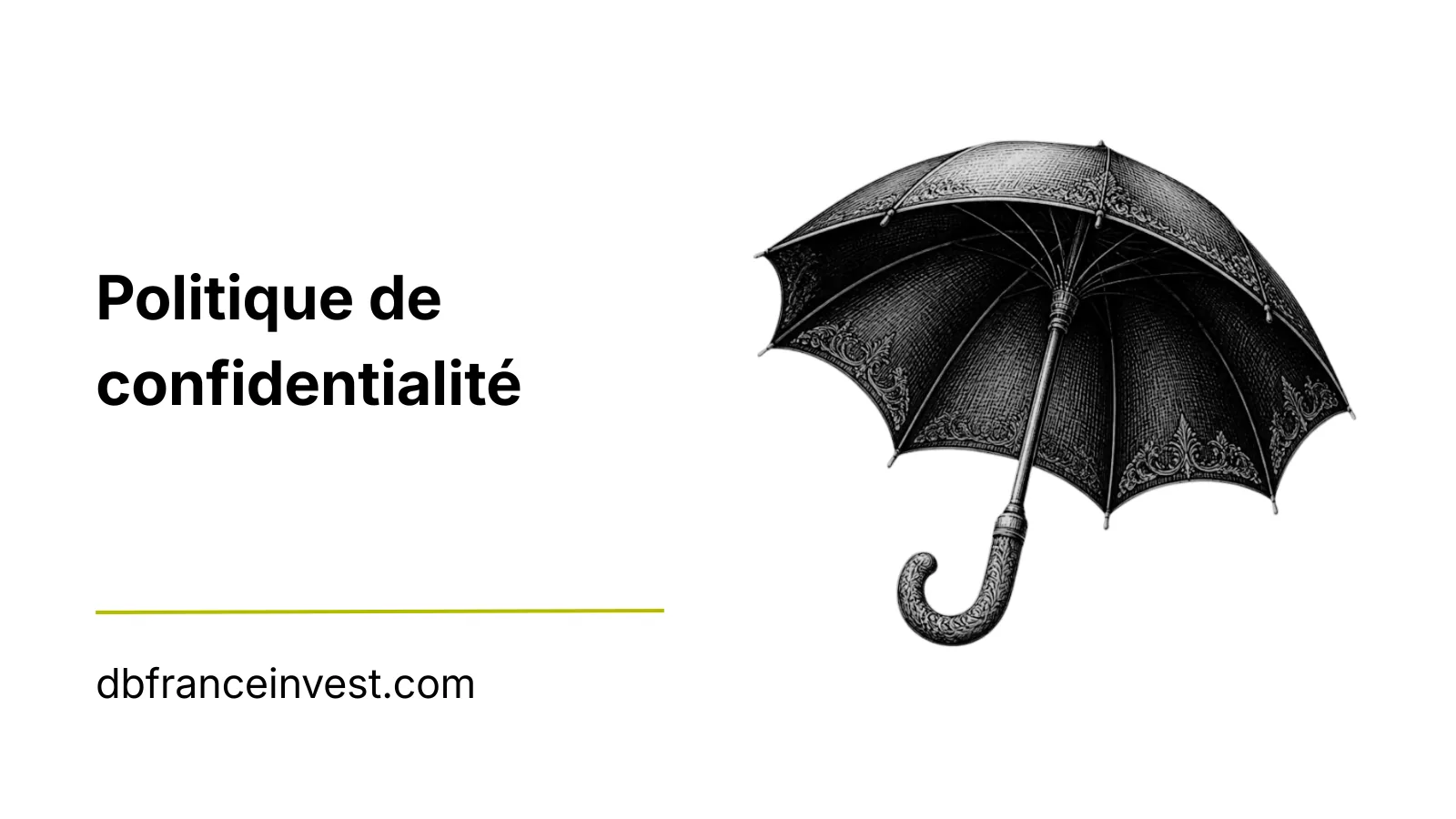 Illustration d'un parapluie noir ouvert, visuel de la politique de confidentialité de DB France Invest