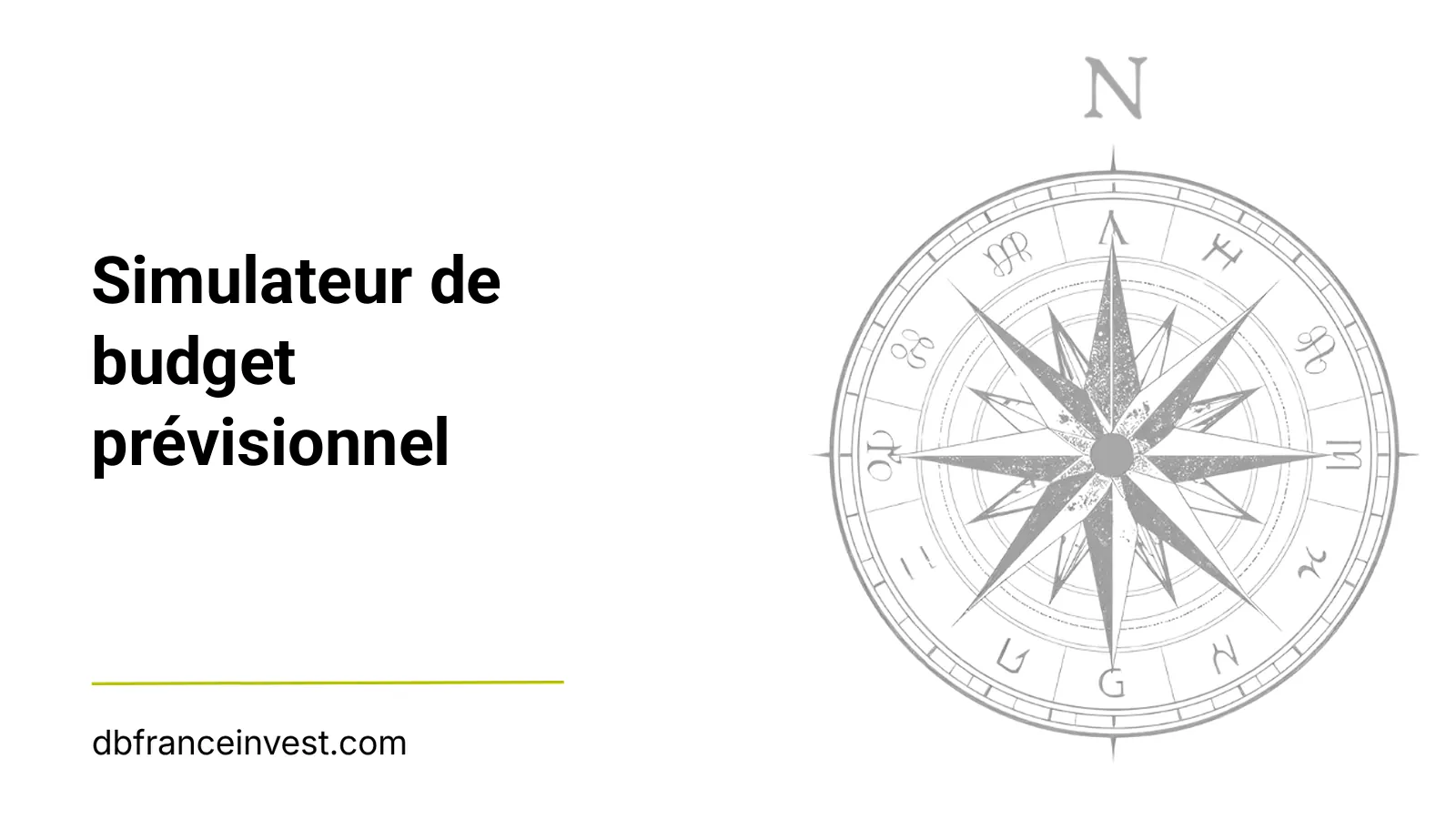 Rose des vents stylisée en noir et blanc, illustrant la simulation d'un budget prévisionnel