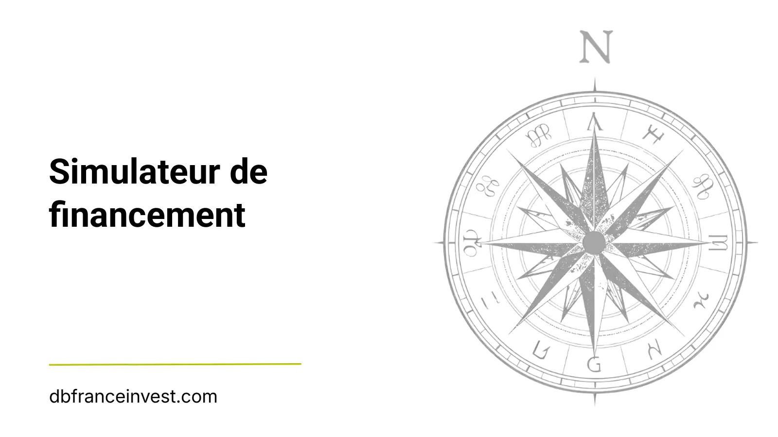 Rose des vents stylisée en noir et blanc, illustrant simulateur de financement