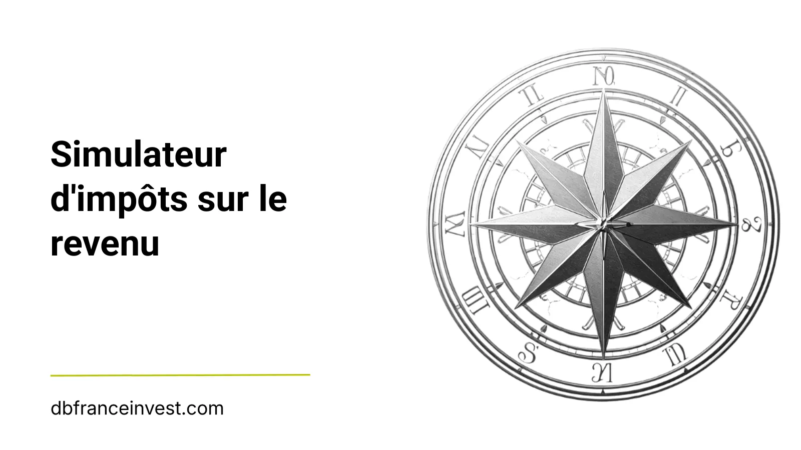 Rose des vents en noir et blanc symbolisant le calcul et la projection fiscale
