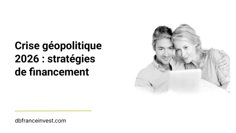 Couple senior consultant un ordinateur portable en noir et blanc, illustrant crise géopolitique 2026 : stratégies de financement