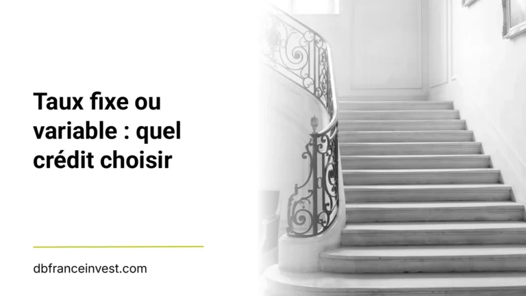 Escalier d'un hôtel particulier en noir et blanc, illustrant taux fixe ou variable : quel crédit choisir