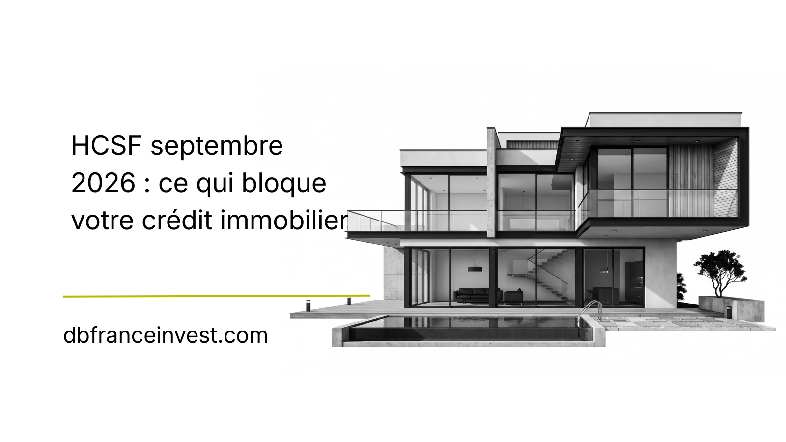 Maison contemporaine en noir et blanc, symbole du projet immobilier suspendu à l'accord de la banque
