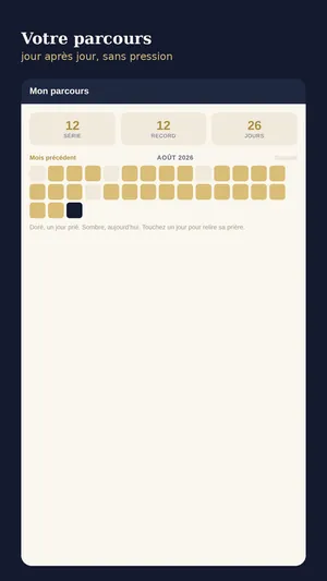 Écran du parcours de l'application Jour de grâce